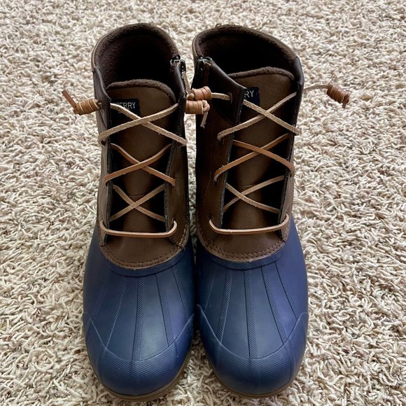 Sperry Women’s Syren Gulf Waterproof Lace Up Duck Boots Tan Navy, Size 10 - Picture 3 of 12